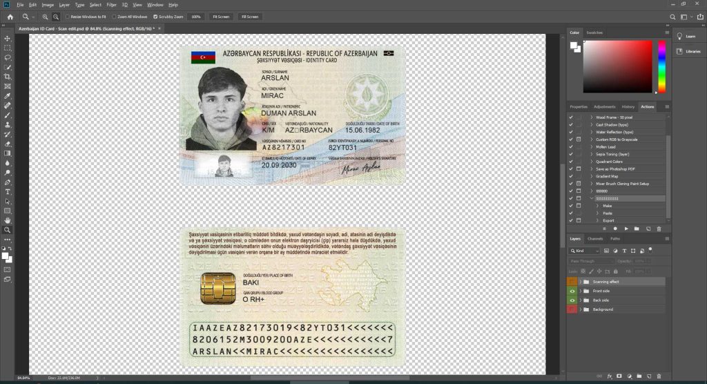 Azerbaijan id card psd template fully editable high quality