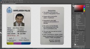 Bangladesh Police id Card template