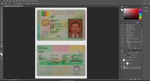 Cameroon id card template psd format fake fully editable high quality