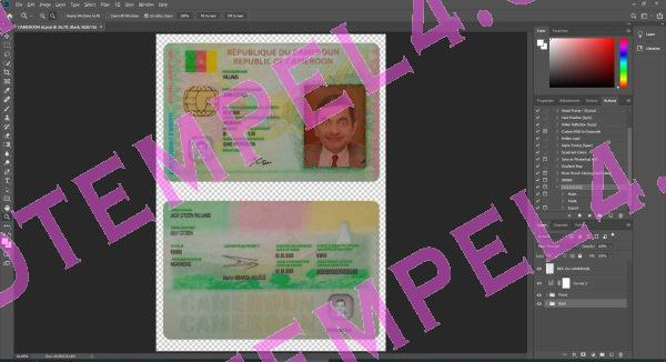 Cameroon id card template psd format fake fully editable high quality