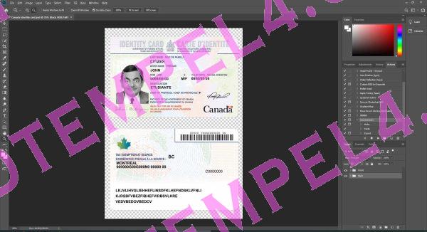 Canada id card template psd fake fully editable high quality